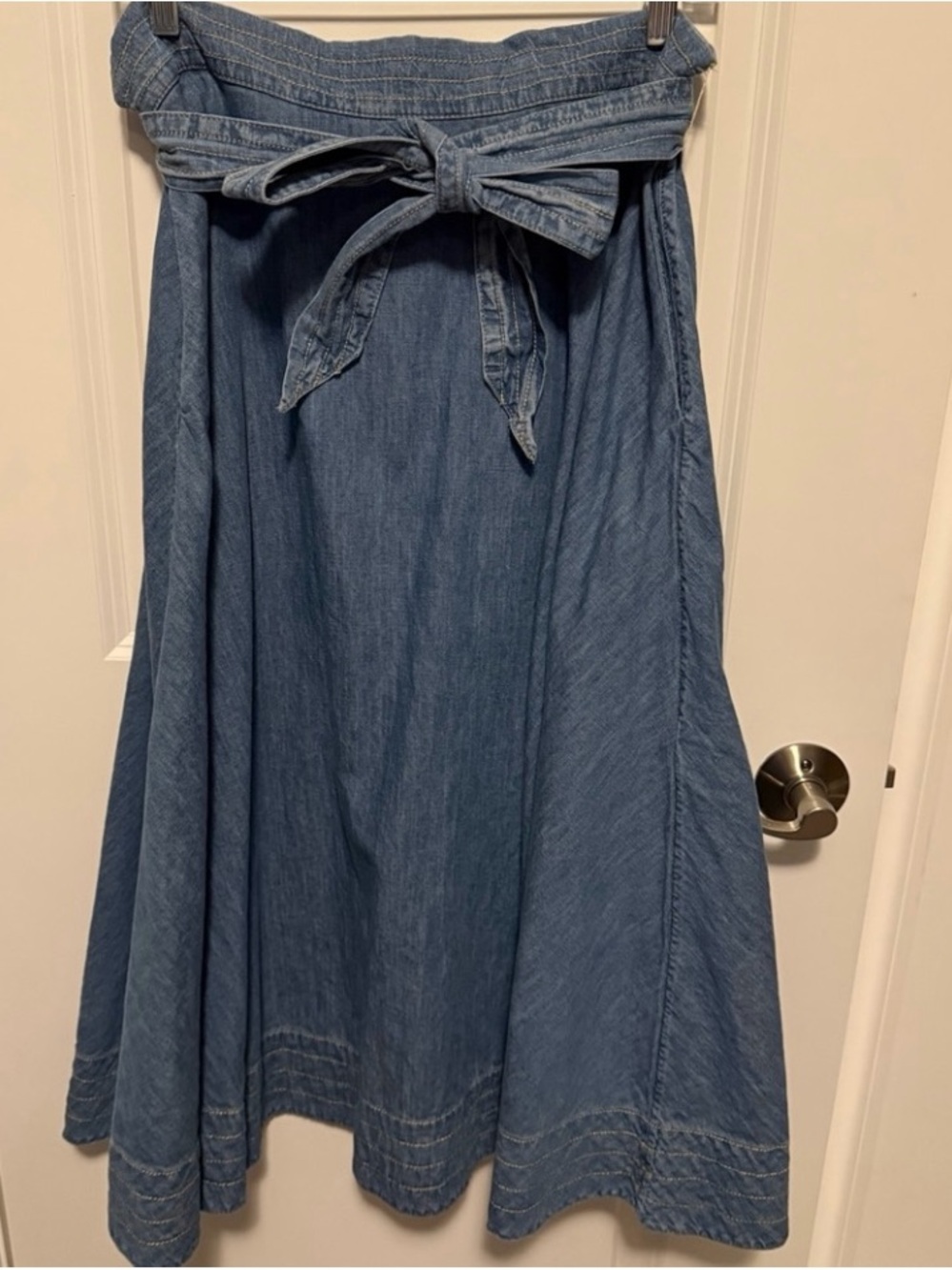kate spade Light Blue Denim Tie-Waist A-Line Skirt - Picture 2 of 4